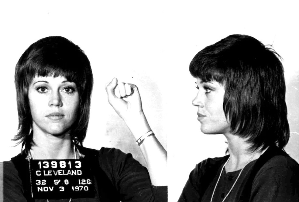 Jane Fonda passou uma noite na prisão — Foto: Reprodução