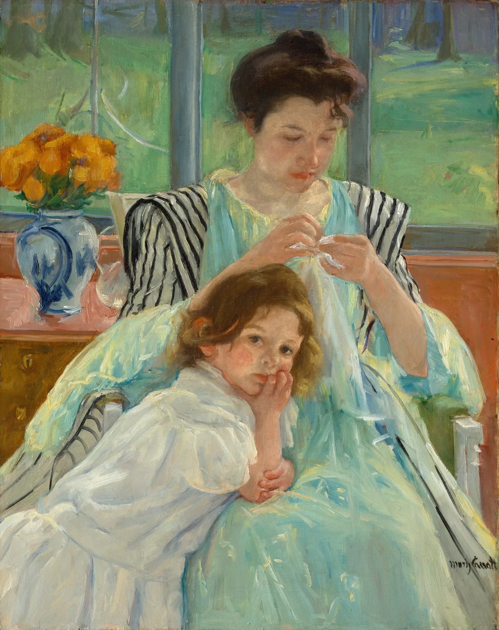 “Jovem Mãe Costurando”, 1900, por Mary Cassatt — Foto: Getty Images