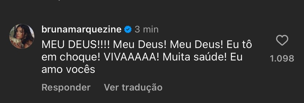 Bruna Marquezine celebra a gravidez de Manu Gavassi — Foto: Reprodução/Instagram