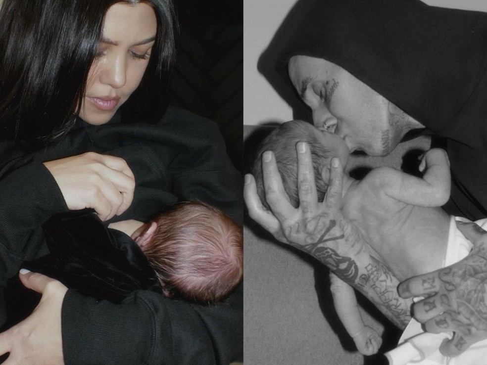 Kourtney Kardashian, Rocky e Travis Barker — Foto: Reprodução/Instagram