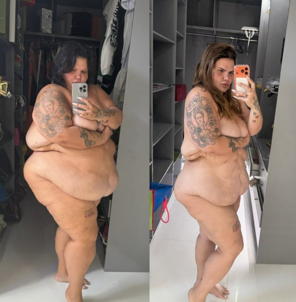 Antes e depois Thais Carla — Foto: Reprodução/Instagram