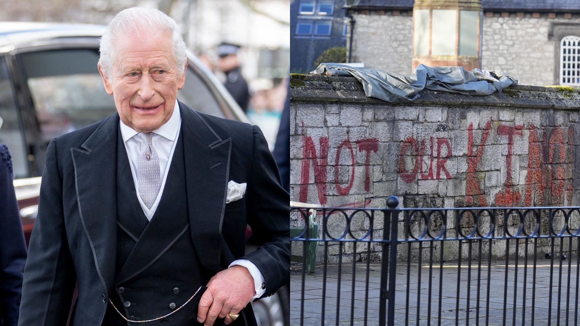 Catedral de St. Asaph, no País de Gales, é vandalizada com mensagens antimonárquicas antes da chegada do Rei Charles