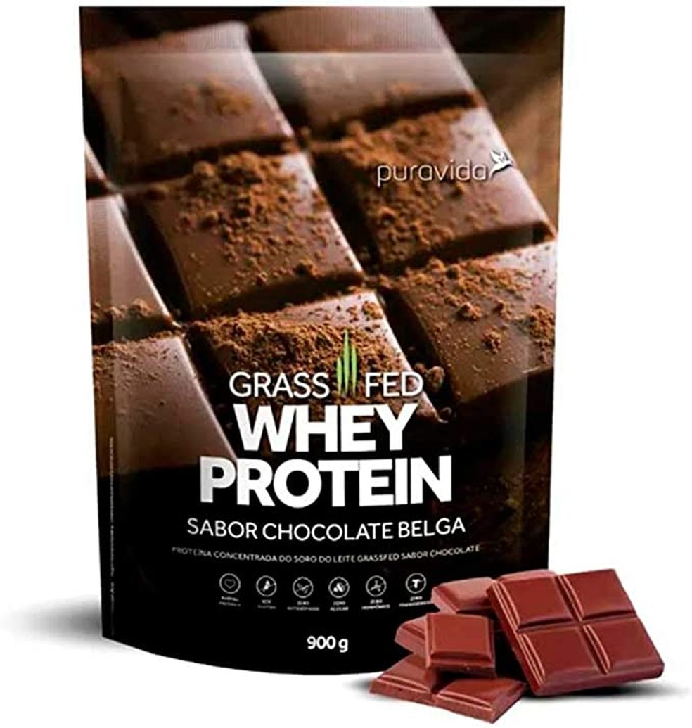 Grassfed Whey Protein (900g), PuraVida, Chocolate Belga — Foto: Reprodução/ Amazon