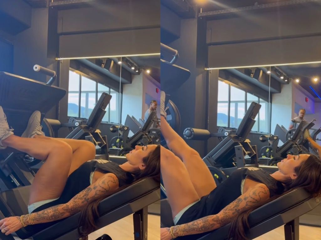 Jaque Khury exibe treino pesado na academia