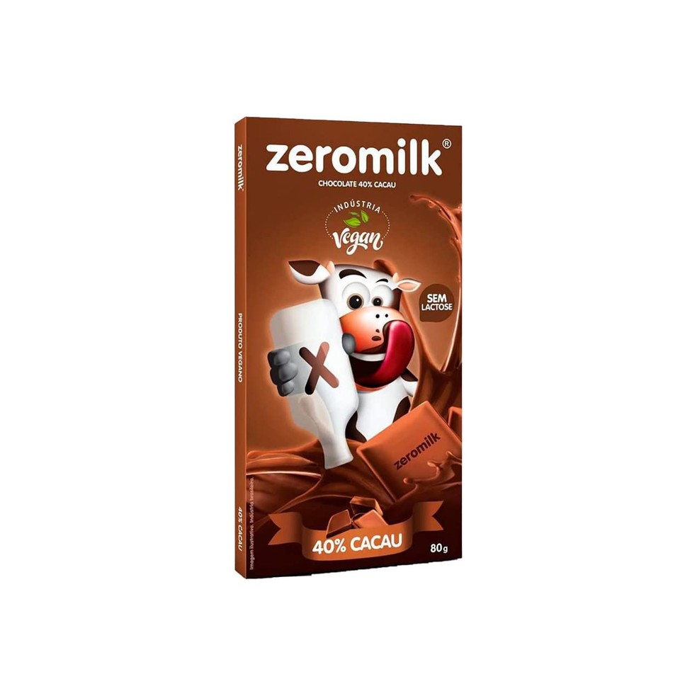 Chocolate sem Lactose 40% Cacau 80%, Zeromilk — Foto: Reprodução/ Amazon